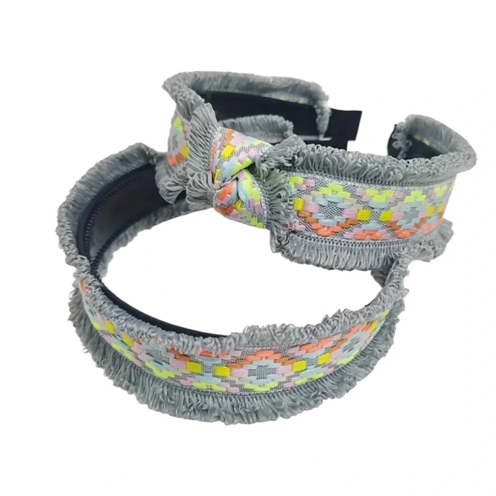 💖 3/$30 💖 Gray Boho Patterned Fringe Headband